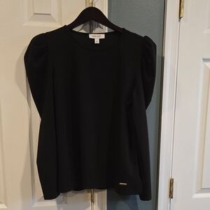 Nine West Black Boxy Short Sleeve Blouse